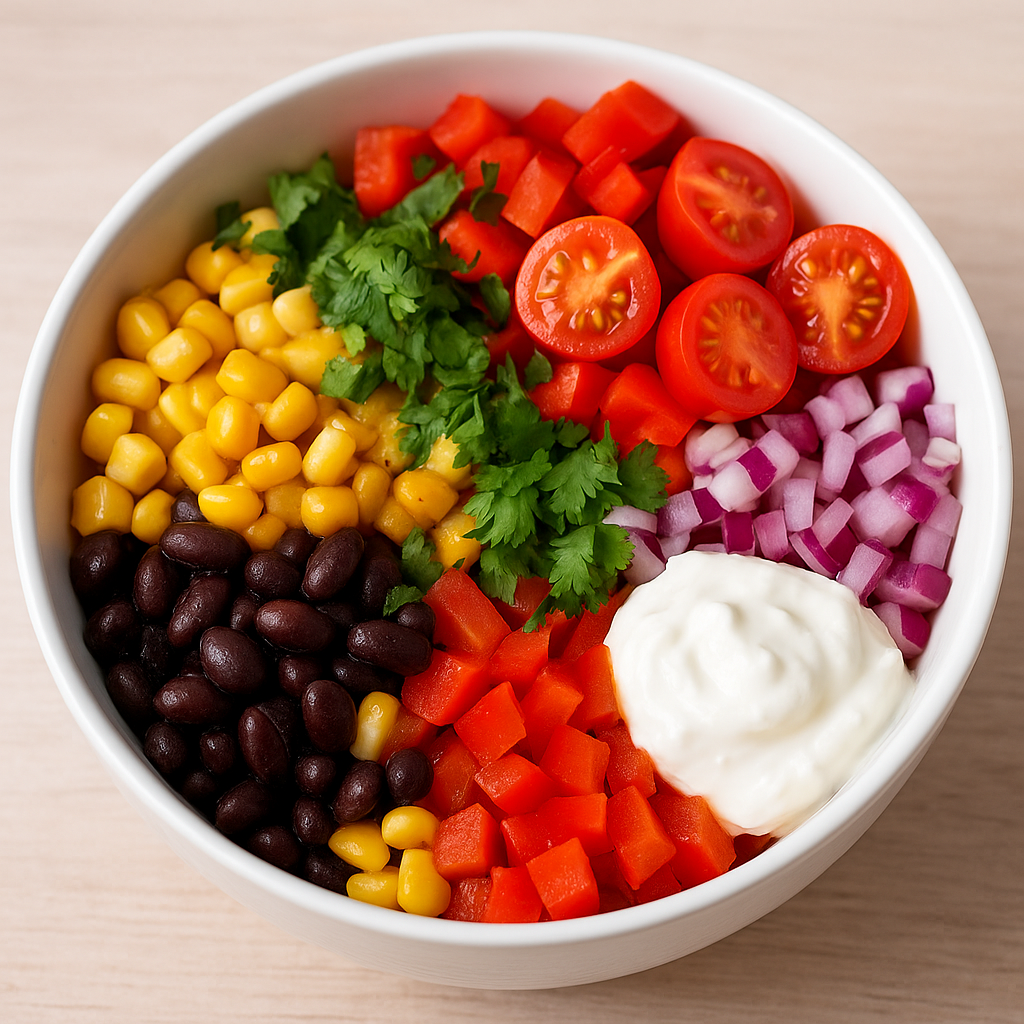 black bean and taco bowl