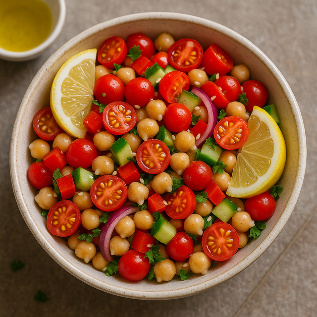chickpeas salad with roasted pepper