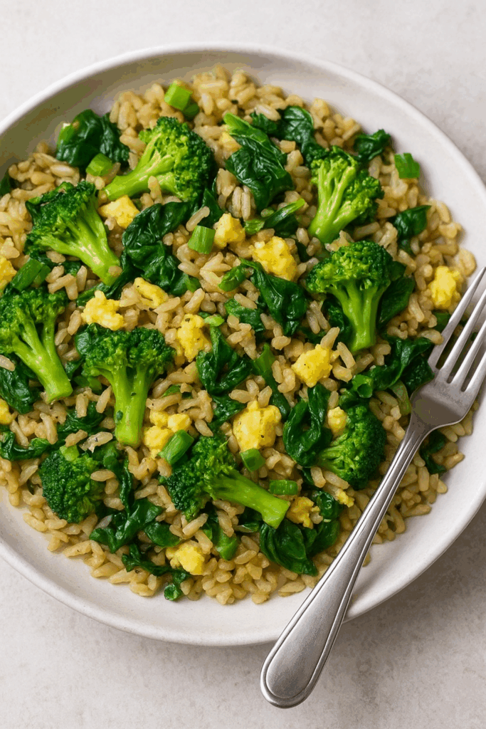  Egg Fried Rice with Spinach & Broccoli