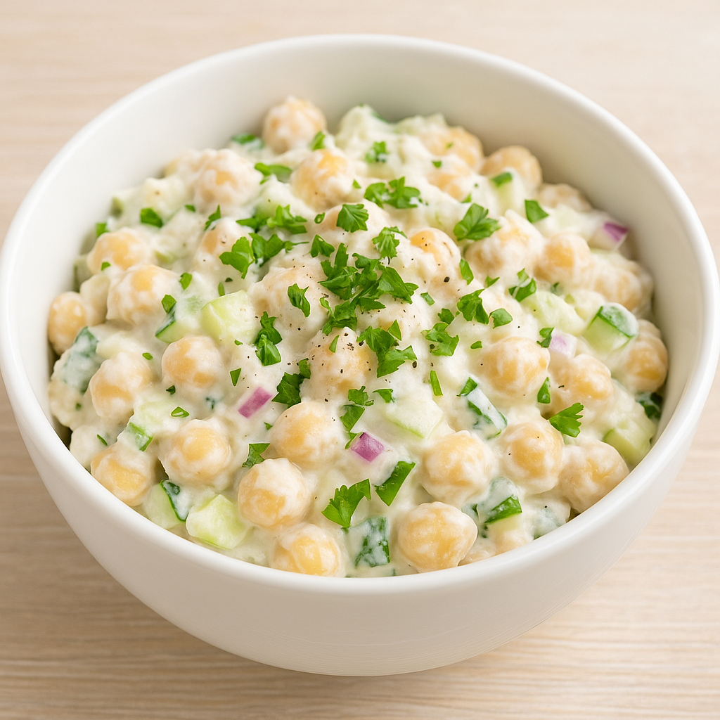 Greek yoghurt and chickpea peas salad